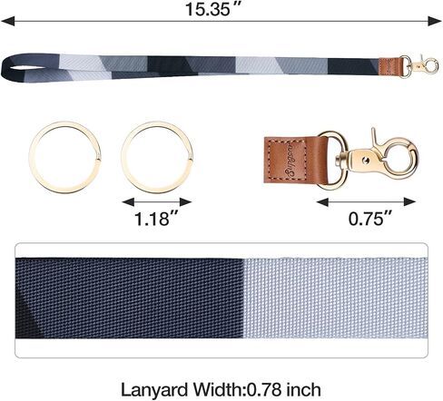 Lanyard with ID Holder, Neck Strap for Women and Girls Wristlet Keychain Premium Printed Keychain Lanyard for Key, Mobile Phone, Card Holders and ID Badges (Black Grey) in Saudi Arabia