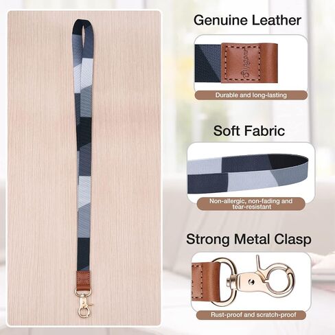 Lanyard with ID Holder, Neck Strap for Women and Girls Wristlet Keychain Premium Printed Keychain Lanyard for Key, Mobile Phone, Card Holders and ID Badges (Black Grey) in Saudi Arabia