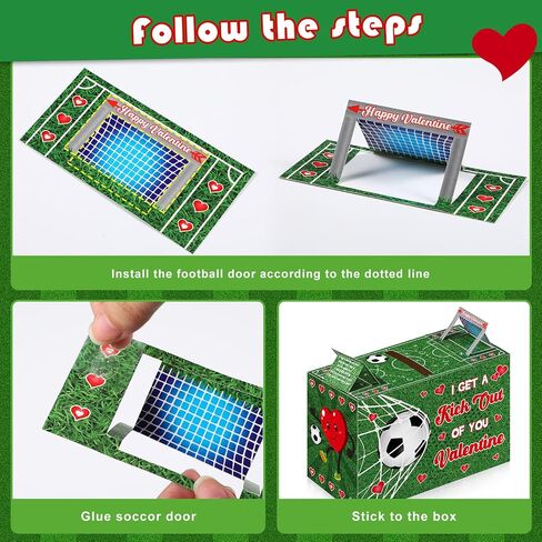 Pasimy Valentine Card Box with 32 Cards Party Mailbox Set for Boys Girls Kids School Classroom Exchange Party Favors, 1 Mailbox, 32 Valentine Cards, 1 Cards(Hockey) in Kuwait