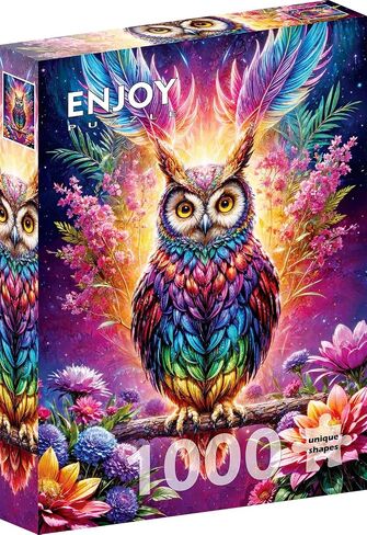 1000 Pieces Jigsaw Puzzle for Adults – Matte Finish, Soft Touch, Sturdy and Unique Pieces, Tight Fit, Vivid Colors, Missing Pieces Service – Magical Owl in Floral Fantasy Illustration by ENJOY Puzzle in Kuwait