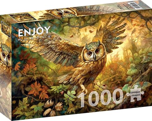 1000 Pieces Jigsaw Puzzle for Adults – Matte Finish, Soft Touch, Sturdy and Unique Pieces, Tight Fit, Vivid Colors, Missing Pieces Service – Magical Owl in Floral Fantasy Illustration by ENJOY Puzzle in Kuwait