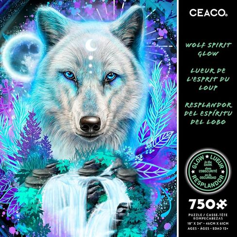 Ceaco - Glow in The Dark - Wolf Spirit Glow - 750 Piece Jigsaw Puzzle in Saudi Arabia