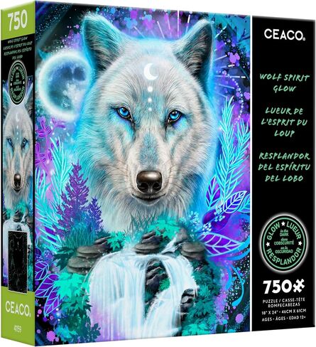 Ceaco - Glow in The Dark - Wolf Spirit Glow - 750 Piece Jigsaw Puzzle in Saudi Arabia