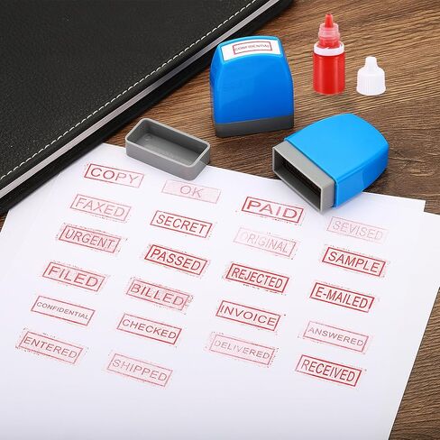 PATIKIL Entered Stamp Self Inking, Red Ink Office Stamp, Blue in Saudi Arabia