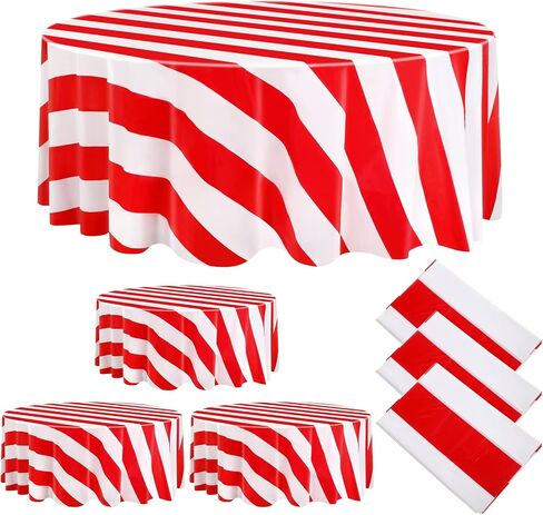 Tatuo 6 Pcs Pastel Rainbow Round Circus Table Cloth 84 Inch Carnival Circus Tablecloths Striped Disposable Plastic Table Cover for Birthday Party Fiesta Theme Decorations Supplies in Saudi Arabia