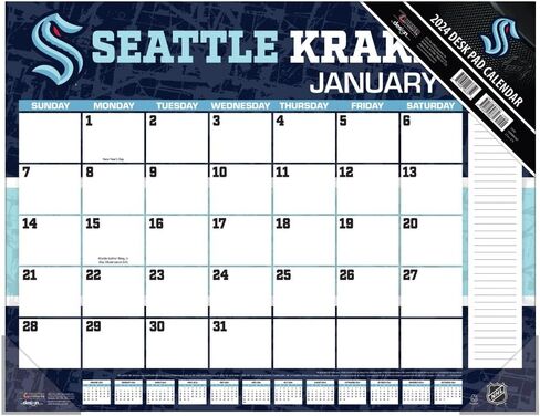 TURNER SPORTS Seattle Kraken 2024 22X17 Desk Calendar (24998061587) in Saudi Arabia