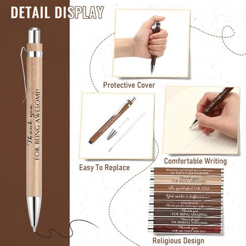 20 Pcs Christmas Employee Appreciation Gifts Bulk Inspirational Bamboo Pen Affirmation Pens Motivational Quote Retractable Ballpoint Pen Thank You Gifts for Coworker Teacher Staff Gifts in Kuwait
