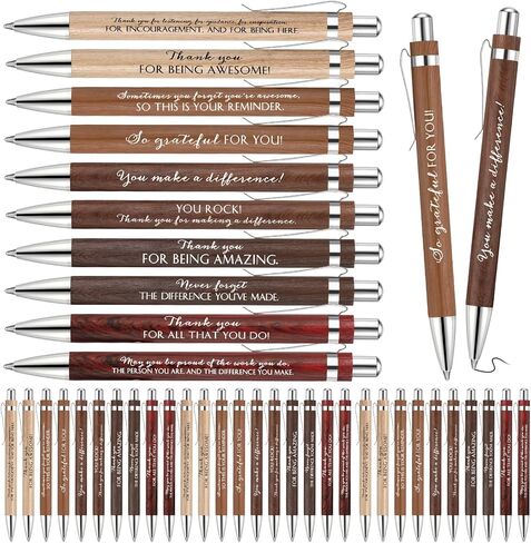 20 Pcs Christmas Employee Appreciation Gifts Bulk Inspirational Bamboo Pen Affirmation Pens Motivational Quote Retractable Ballpoint Pen Thank You Gifts for Coworker Teacher Staff Gifts in Kuwait