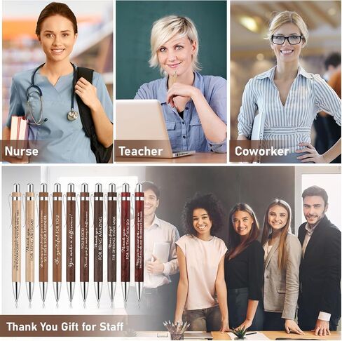 20 Pcs Christmas Employee Appreciation Gifts Bulk Inspirational Bamboo Pen Affirmation Pens Motivational Quote Retractable Ballpoint Pen Thank You Gifts for Coworker Teacher Staff Gifts in Kuwait