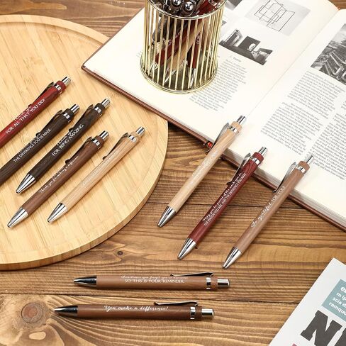 20 Pcs Christmas Employee Appreciation Gifts Bulk Inspirational Bamboo Pen Affirmation Pens Motivational Quote Retractable Ballpoint Pen Thank You Gifts for Coworker Teacher Staff Gifts in Kuwait