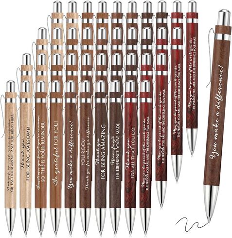 20 Pcs Christmas Employee Appreciation Gifts Bulk Inspirational Bamboo Pen Affirmation Pens Motivational Quote Retractable Ballpoint Pen Thank You Gifts for Coworker Teacher Staff Gifts in Kuwait