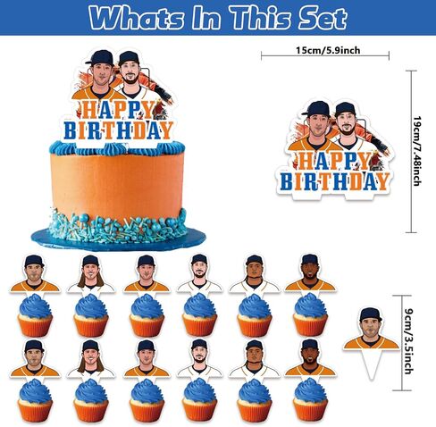 32Pcs For Houston Team Baseball Theme Birthday Party Decorations,With 5 * 3ft Birthday Backdrop Decorations,13 Cupcake Toppers,18 Balloons,for Kids Birthday Party Supplies in Saudi Arabia