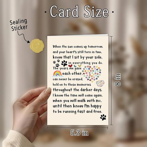 Pet Loss Sympathy Card for Dog Cat, Dog Sympathy Card, Pet Memorial Gifts, Sympathy Gifts Loss of Dog Cat Pet, Small Dog Condolence Card for Dog Lover in Saudi Arabia