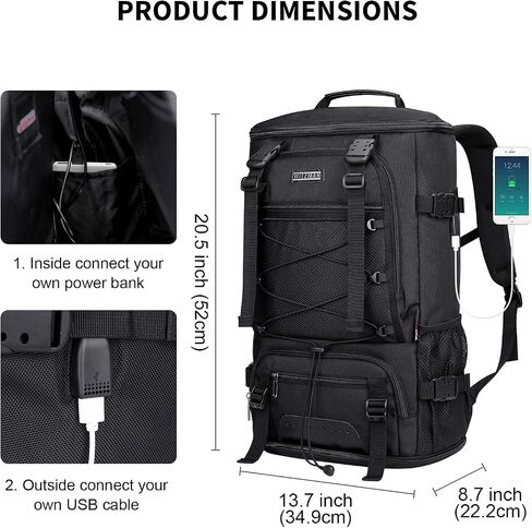 WITZMAN Travel Backpack for Men Carry on Large Convertible Fit 17 Inch Laptop Backpack with Shoe Compartment for Airplanes(B689 Black) in Saudi Arabia
