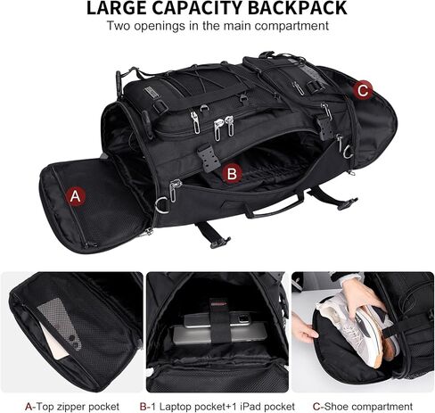 WITZMAN Travel Backpack for Men Carry on Large Convertible Fit 17 Inch Laptop Backpack with Shoe Compartment for Airplanes(B689 Black) in Saudi Arabia