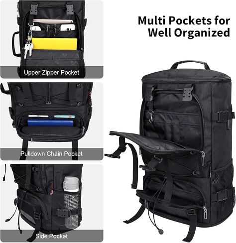 WITZMAN Travel Backpack for Men Carry on Large Convertible Fit 17 Inch Laptop Backpack with Shoe Compartment for Airplanes(B689 Black) in Saudi Arabia