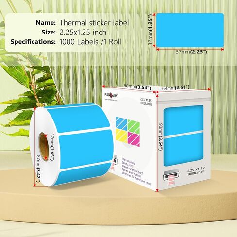 PARLAIM 2.25x1.25 Thermal Labels,1000 Labels Rectangular Direct Thermal Stickers Labels Roll Compatible Thermal Printer, Mailing Labels, Shipping Labels Self-Adhesive Direct Thermal Labels(Sky Blue) in Saudi Arabia