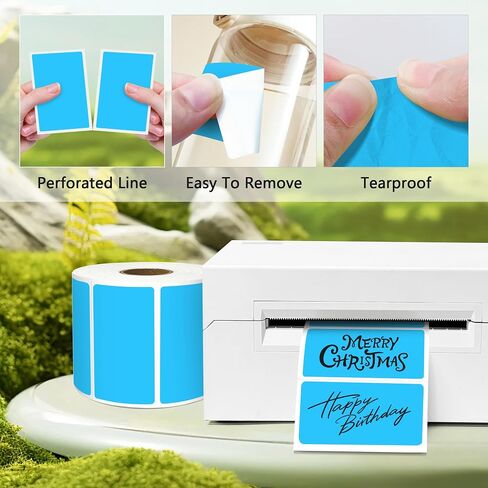 PARLAIM 2.25x1.25 Thermal Labels,1000 Labels Rectangular Direct Thermal Stickers Labels Roll Compatible Thermal Printer, Mailing Labels, Shipping Labels Self-Adhesive Direct Thermal Labels(Sky Blue) in Saudi Arabia