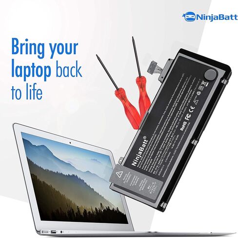 بطارية NinjaBatt A1466 لجهاز Apple MacBook Air 13 بوصة (منتصف 2012، منتصف 2013، أوائل 2014، أوائل 2015، 2017) A1369 (أواخر 2010، إصدار منتصف 2011) A1494 A1496 A1405 A1377 [7200 مللي أمبير/55 وات/7.6 فولت] in Kuwait