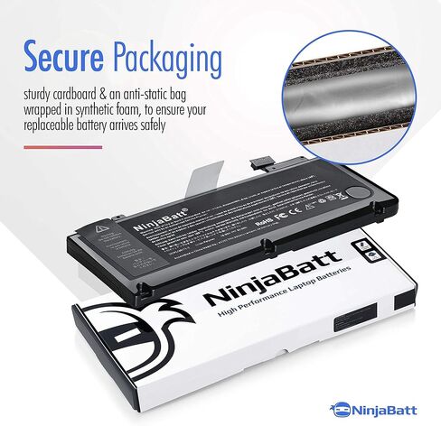 بطارية NinjaBatt A1466 لجهاز Apple MacBook Air 13 بوصة (منتصف 2012، منتصف 2013، أوائل 2014، أوائل 2015، 2017) A1369 (أواخر 2010، إصدار منتصف 2011) A1494 A1496 A1405 A1377 [7200 مللي أمبير/55 وات/7.6 فولت] in Kuwait