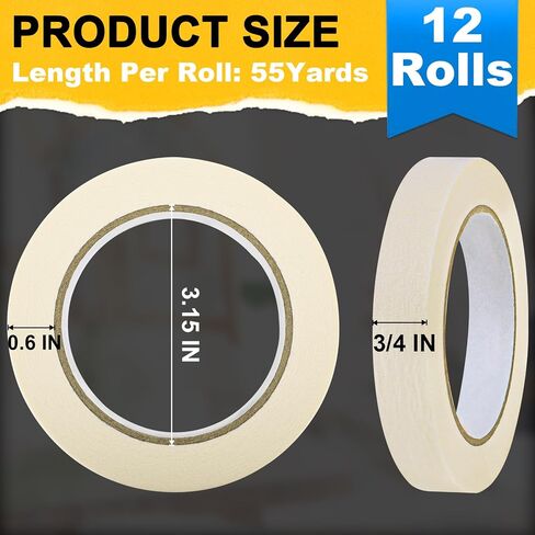 Masking Tapes Bulk 1 Inch 22 Packs White Painters Drafting General Using Tapes for Painting, Craft Art, Label, Packing, Office, School, Home,1 Inch x 55 Yards x 22 Rolls (1210 Total Yards) in Kuwait