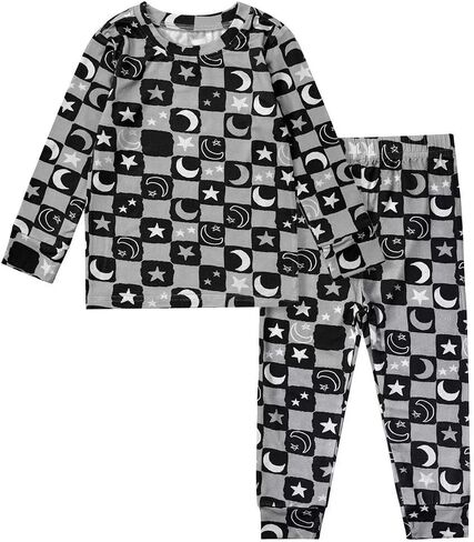 Teach Leanbh Toddler Baby Boys Girls Bamboo Viscose Pajamas Set Round Neck Long Sleeve Snug Fit Sleepwear Pjs 12M-5Y in Kuwait