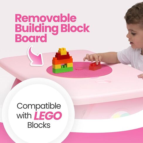 Delta Children 4 Seat Activity Picnic Table with Umbrella and Lego Compatible Tabletop, Minnie Mouse in Saudi Arabia