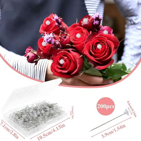 248 PCS Bouquet Corsages Pins Set for Flowers, Includes 200 PCS Diamond Bouquet Pins and 48 PCS 4 Styles Gold Butterfly Sticker Decorations for Mother's Day Valentines Day Wedding Party in Saudi Arabia