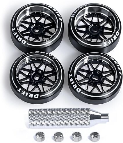 4 قطع من عجلات الانجراف Rc على شكل نجمة وإطارات الانجراف ذات الشعار لـ 1/24 1/28 Wltoys، [2N+2W] إطارات سبائك الألومنيوم مع إطارات سيارة Rc Drift لـ 1/24 1/28 Mini-Q HGD1 Wltoys K969 K989 k929 (أسود) ) in Saudi Arabia