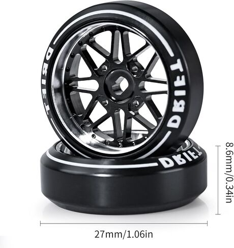 4 قطع من عجلات الانجراف Rc على شكل نجمة وإطارات الانجراف ذات الشعار لـ 1/24 1/28 Wltoys، [2N+2W] إطارات سبائك الألومنيوم مع إطارات سيارة Rc Drift لـ 1/24 1/28 Mini-Q HGD1 Wltoys K969 K989 k929 (أسود) ) in Saudi Arabia