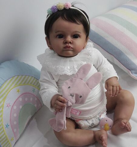 Angelbaby 24" Lifelike African American Reborn Toddler Doll, Cute Realistic Newborn Silicone Gift Toy in Saudi Arabia