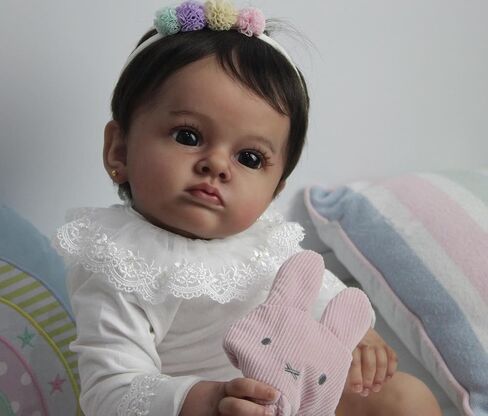 Angelbaby 24" Lifelike African American Reborn Toddler Doll, Cute Realistic Newborn Silicone Gift Toy in Saudi Arabia