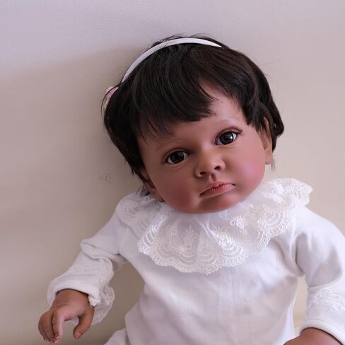 Angelbaby 24" Lifelike African American Reborn Toddler Doll, Cute Realistic Newborn Silicone Gift Toy in Saudi Arabia