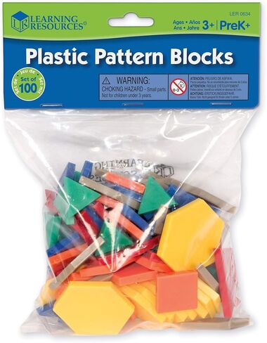 Learning Resources Plastic Pattern Blocks .5cm, Counting & Sorting, Early Math Concepts, Set of 100 Blocks, Grades PreK+Ages 3+ in Saudi Arabia