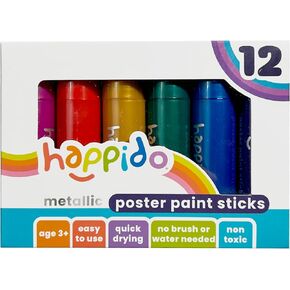Happido Set of 12 Twistable Tempera Paint Sticks For Kids, Quick Drying, No Mess Art Supplies for Toddlers and Kids Ages 4-6 - METALLIC COLORS