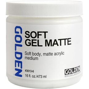 Soft Gel Matte by GOLDEN, 16 fl. oz. Jar, Professional Acrylic Gel Medium, Semi-Transparent