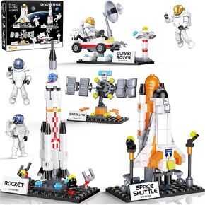 Easter Basket Stuffers Toys for Kids Boys Girls, Interstellar Space Shuttle Toys for 6, 7, 8, 9, 10+ Year Old, Rocket Spaceship Building Toy with 4 Astronauts, Easter Hunt Party Favor Gifts, 415 PCS