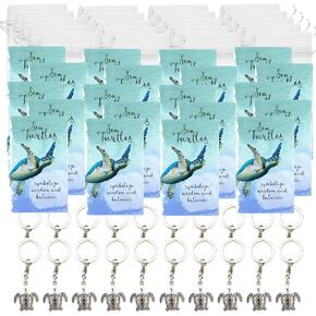 Smiling Wisdom - 20 Bulk Employee Staff Gifts - Mini Appreciation Greeting Cards and Turtle Keepsake Gift Sets - 60 Pcs - Silver Sea Turtle