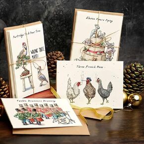 Twelve Days of Christmas Card Set,12 Pcs Quirky Funny Christmas Cards Card with Your Custom Message and Envelopes, Christmas Countdown Gift Card Set