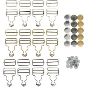 DGOL 12 sets 1-1/2 inch Suspender Buckle, Tri-Glide Overall Buckles with 15 sets Copper Buttons Full Set with 3 Color