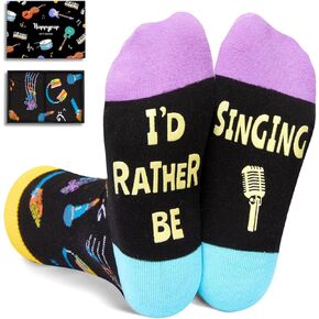 HAPPYPOP Singing Gifts For Singers, Gifts For 10 Year Old Teenage Girls Boys, Funny Music Gifts For Kids Who Love Music, Girls Boys Socks 6-8 Years Old