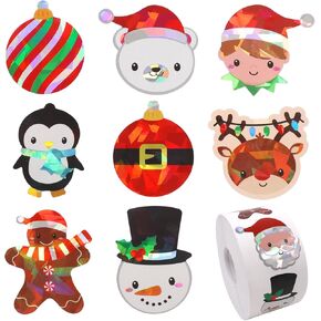 Merry Christmas Stickers for Cards Envelopes Crafts Kids Sparkle 1 Roll 500Pcs Holiday Xmas Party Favors Goodie Bag Fillers