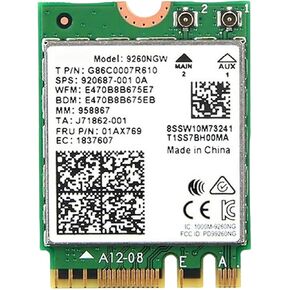 بطاقة واي فاي لاسلكية لـ Intel 9560AC NGW، 1730Mbps 2.4G/5G ثنائي النطاق بلوتوث 5.0 بطاقة شبكة لـ Samsung/Dell/Sony/ACER/ISUS/MSI/Clevo/Terransforce/Hasee