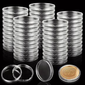 100 Pack Silver Dollar Coin Holder, 40mm Plastic Coin Capsules Round Coin Case, Clear Coin Holders Silver Bar Capsule Holders for Coin Collection Silver Bar Supplies