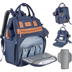 Baby Diaper Bag Backpack with Changing Station, best baby registry shower gifts, Baby Diaper Bags for Men and Women，Essential Gifts for New Parents of Babies（Dark Blue）