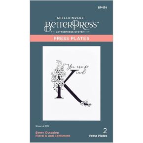 Spellbinders Every Occasion Floral K and Sentiment Press Plate, Metal