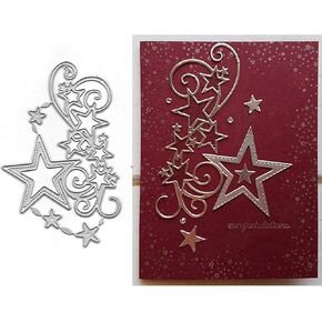 Star Cluster Edge Metal Die Cuts, Merry Christmas Snowflake Stars Border Flower Strip Cutting Dies Cut Stencils for DIY Scrapbooking Album Decorative Embossing Paper Dies Card Making