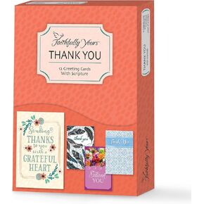 Faithfully Yours Designer Greetings Assorted Cards, All Occasion with Biblical Scripture (Box of 24 Greeting Cards with Envelopes) – Birthday, Sympathy, Friendship, Blank, Encouragement, Get Well…