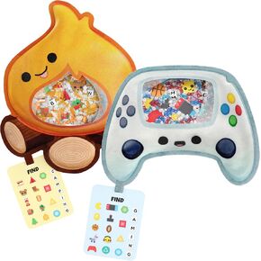 BIZYBOO - The Original Seek & Find Plush - Hidden Object Search Problem Solving Educational Matching Game for Kids 2 and Up - 2 Pack (GG & Toasty)