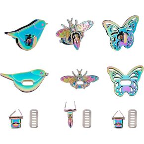 WADORN 3 Sets Purse Twist Lock Clasp, Rainbow Turn Lock Clip Hardware Purse Clutch Closure Metal Handbag Twist Lock Fastener Butterfly/Bee/Bird Shape DIY Craft Wallet Briefcase Making Accessory